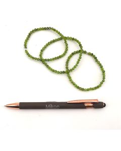 Bracelet, jade dark green (faceted) and real silver sphere, 4 mm spheres, 1 piece