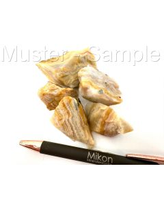 Jasper, "Crazy Lace"; orange, yellow, banded; Java, Indonesia; 100 g