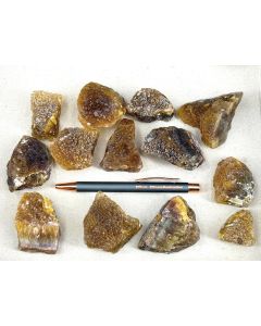 Fluorite, honey fluorite; yellow-multicoloured, Namibia; Min; 1 lot with 13 pieces
