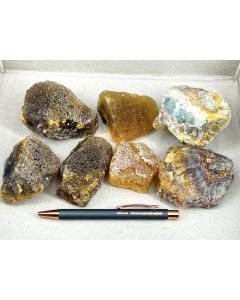Fluorite, honey fluorite; yellow-multicoloured, Namibia; Scab; 1 lot with 7 pieces