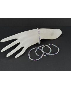 Bracelet, Fluorite (faceted) and a real silver sphere, 4 mm spheres, 1 piece