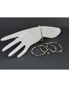 Bracelet, Tourmaline (multicolour) and a real silver sphere, 3 mm spheres, faceted, 1 piece