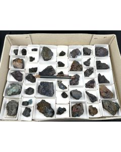 Native Copper, Cuprite, Spertiniite xls etc.; Hettstedt, Harz, Germany; 1 flat; unique
