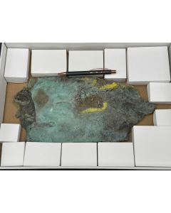 Natrozippeite, Orthoserpierite xls; UV-active; Pandora Mine, Utah, USA; 1 unique flat
