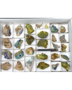 Philipsbornite, Osarizawaite, Parnauite, Azurite xls; Grandview Mine, Grand Canyon, AZ, USA; 1 unique flat
