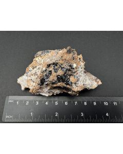 Braunite II, Hausmannite, Celestine xls; Wessels Mine, Kalahari Manganese Field, South Africa; Gerd Tremmel collection; Cab; unique piece
