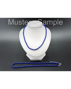 Necklace with 4 mm lapis-lazuli spheres with sterling silver lock, 45 cm long, 1 piece