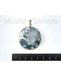 Moss Agate Pendant; with 995 Fine Silver; Armenia; 1 piece