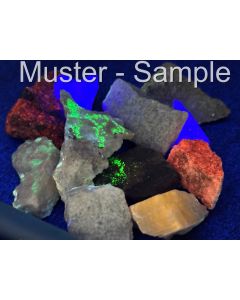 mixed UV minerals; Crestmore, California, USA; 100 g
