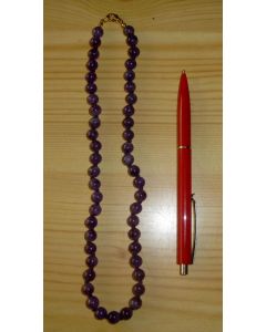 Necklace with 6 mm amethyst (top colour!) spheres, 45 cm long, 1 piece