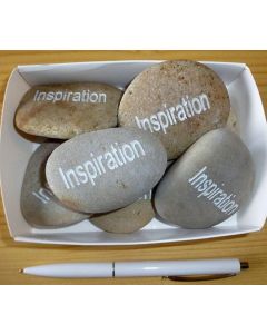 natural river rock with engraving "inspiration" 1 piece