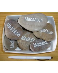 natural river rock with engraving "meditation" 1 piece
