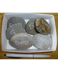 natural river rock with engraving "energy" 1 piece