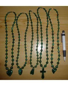 Malachite necklace with round or oval pendant, 1st choice! (hand made in the Congo) 1 piece