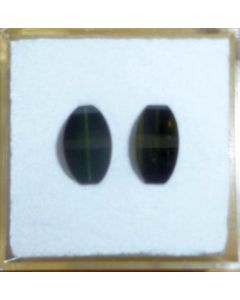 Tourmaline faceted, cats eye, 2 stones of each 9 mm, Karibib, Namibia