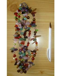 Necklace 45 cm with 3 strings, mix of real stones with zirconia, 1 piece