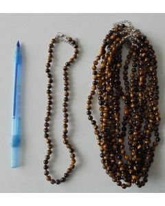 Necklace with 6 mm tigers eye spheres, 45 cm long, 1 piece