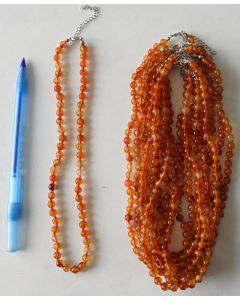 Necklace with 6 mm carnelian agate spheres, 45 cm long, 1 piece