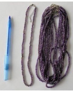 Necklace with 4 mm amethyst spheres, 45 cm long, 1 piece