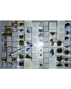 Mixed minerals from Grube Schöne Aussicht, Dernbach, Westerwald, Germany, 1 lot of 84 pieces. 