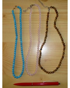 Necklace with 6 mm Turquoise (Howlite, coloured) spheres, 45 cm long, 1 piece