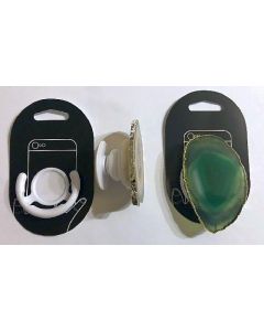 Cell phone holder (foldable) with agate slice (green), 1 piece