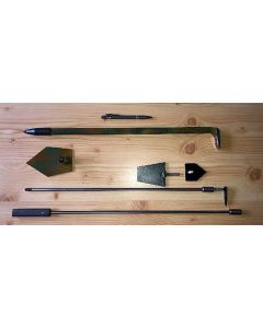 "Strahlers" tools set for mining pockets: bar, chisle, pick, elongated arm, different points/tips