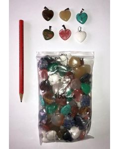 Gemstone pendant (necklace pendant) heart 20mm (10 different kinds) bag of 100 pcs. 