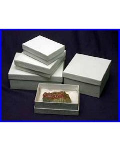 3 1/2 x 2 1/2 x 3/4" 2 white cottone lined specimen & jewelry boxes. Case of 100.