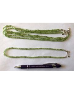 Necklace with 4 mm olivine-perodote spheres, facetted, 45 cm long, 1 piece