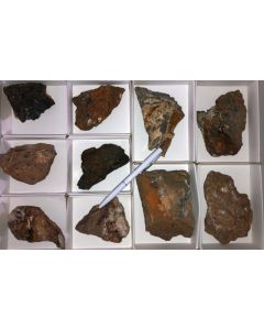 Azurite xls, Brochantite xls, Tennantite etc., Kamsdorf, Thüringen, D, 1 flat