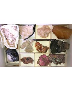 Tsumeb minerals from an old collection, 1 flat with 11 specimen
