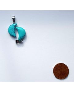 Stone pendant "moon", turquoise, 1 piece