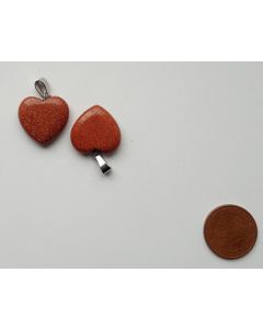 Gemstone pendant (necklace pendant) heart 20mm, golden glitter, 1 piece