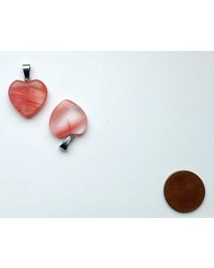 Gemstone pendant, chain pendant; heart, hematoide quartz, approx. 2 cm; 1 piece

