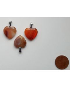 Gemstone pendant (necklace pendant) heart 20mm, carnelian agate, 1 piece