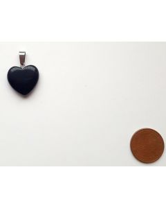 Gemstone pendant (necklace pendant) heart 20mm, onyx, 1 piece