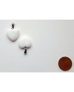 Gemstone pendant (necklace pendant) heart 20mm, white quartz, 1 piece