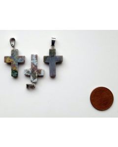 Gemstone pendant; cross, Agate natur, approx. 2.5 cm; 1 piece

