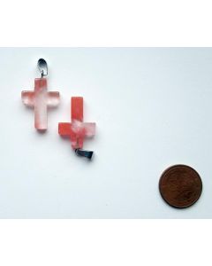 Pendant, 2.5 cm (cross with loop), 1 piece, hematoide quartz 