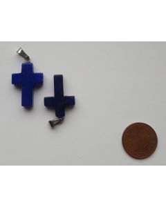 Pendant, 2.5 cm (cross with loop), 1 piece, lapis-lazuli
