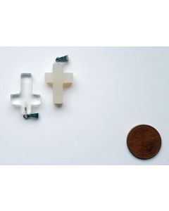 Pendant, 2.5 cm (cross with loop), 1 piece, mountain quartz crystal