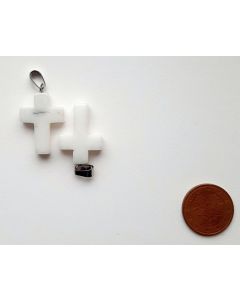Pendant, 2.5 cm (cross with loop), 1 piece, white quartz