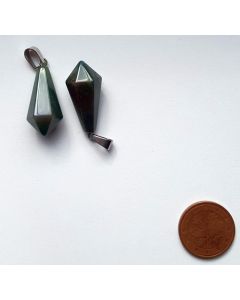 Stone pendulum pendant, elongated, moss agate, 1 piece