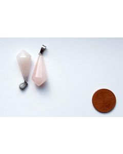 Stone pendulum pendant, elongated, rosequartz, rose quartz, 1 piece