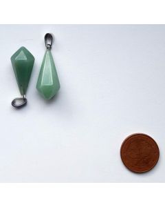 Gemstone pendant; elongated pendulum, Aventurin, approx. 3 cm; 1 piece


