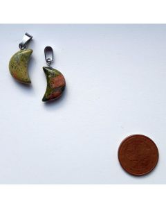 Stone pendant "moon", unakite, 1 piece