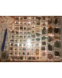Mixed minerals from Tsumeb, Namibia, 1 flat with 83 specimen