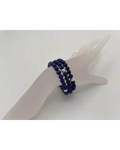 Bracelet, Lapis Lazuli, beads 6 mm, with real silver ball, 1 piece