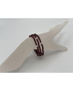 Wrist band with garnet (facetted) and a real silver sphere, 4 mm spheres, 1 piece